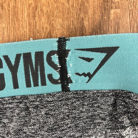 GymShark Womens Seamless Flex Leggings Gray  Turquoise Elastic Waist Sz M - Picture 10 of 10